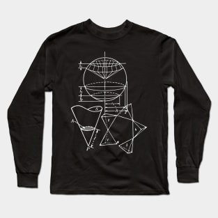 Vintage Math Diagrams - white on black Long Sleeve T-Shirt